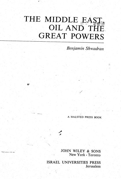 The middle east oil and the great powers