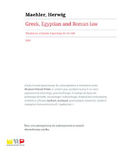 GREEK, EGYPTIAN AND ROMAN LAW