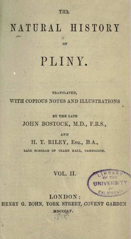 THE NATURAL HISTORY OF PLINY