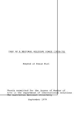IRAN AS A REGIONAL MILITARY POWER (1970-78) (MASTER THESIS)