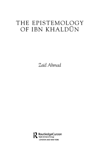 THE EPISTEMOLOGY OF IBN KHALDUN