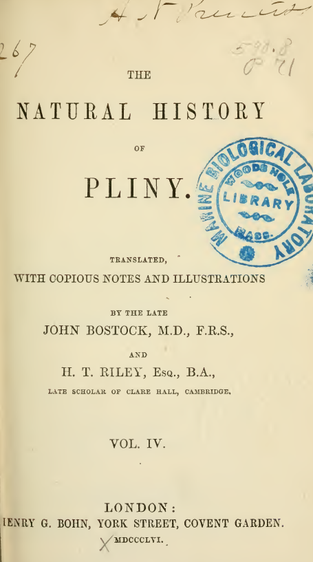 THE NATURAL HISTORY OF PLINY