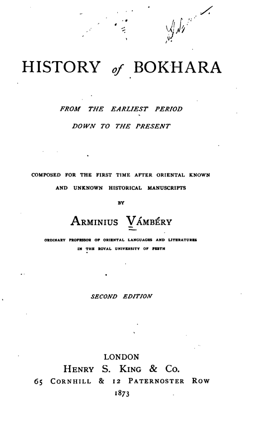 History of Bokhara from the earliest period down to the present